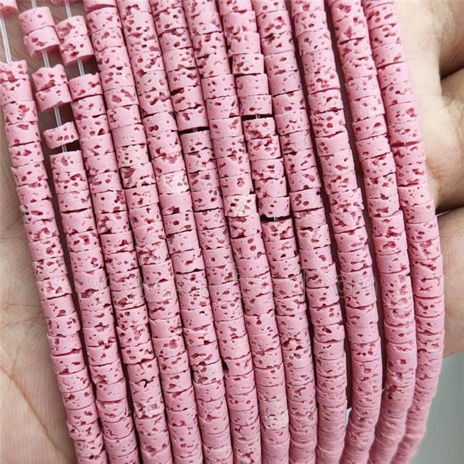 Rock Lava Heishi Beads Pink Dye