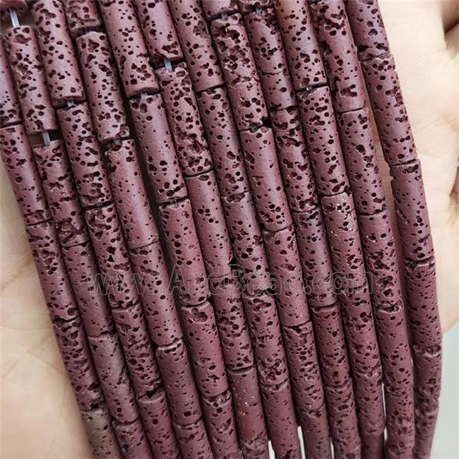 Rock Lava Tube Beads Maroon Red Dye