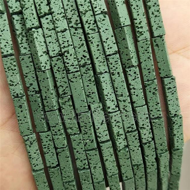 Rock Lava Tube Beads Green Dye