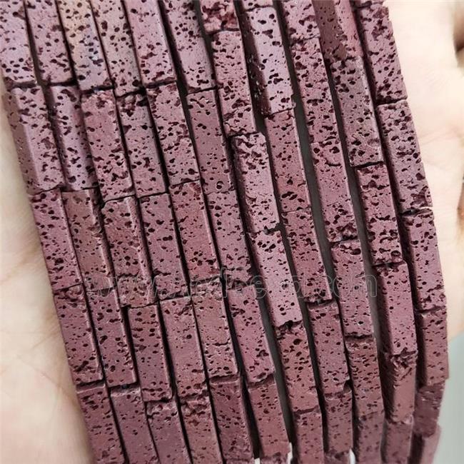 Rock Lava Tube Beads Maroon Red Dye