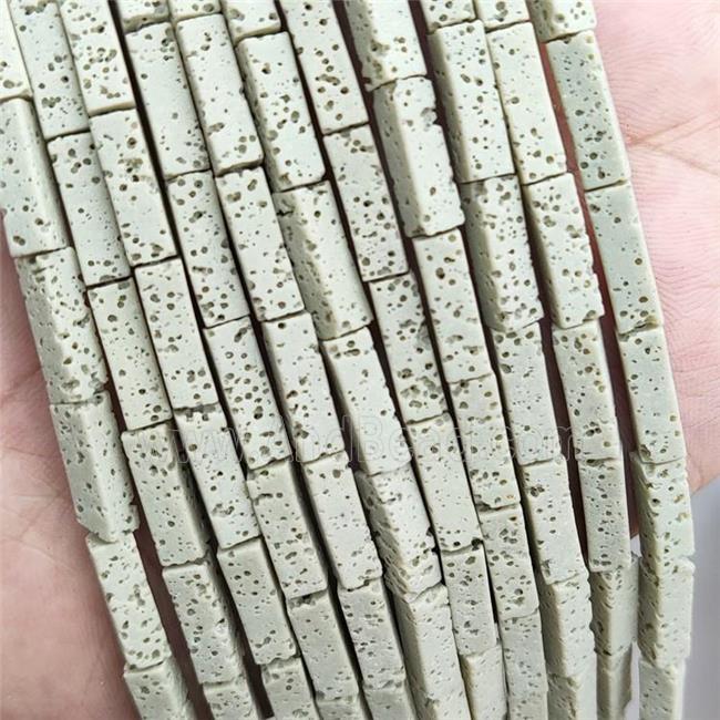 Rock Lava Tube Beads Mint Green Dye