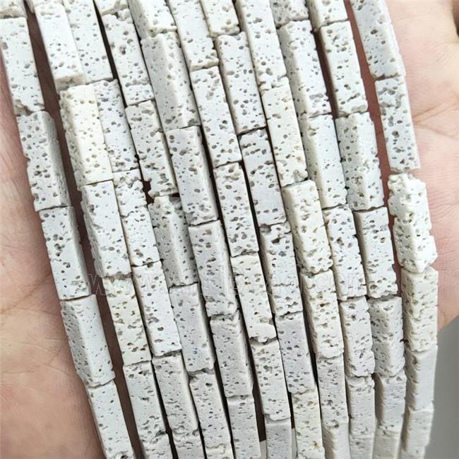 Rock Lava Tube Beads Cream White Dye