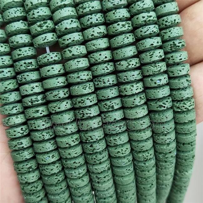 Rock Lava Heishi Beads Green Dye