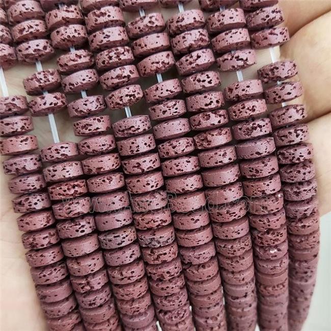 Rock Lava Heishi Beads Maroon Red Dye