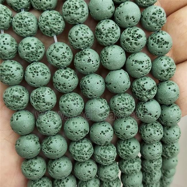 Rock Lava Round Beads Green Dye