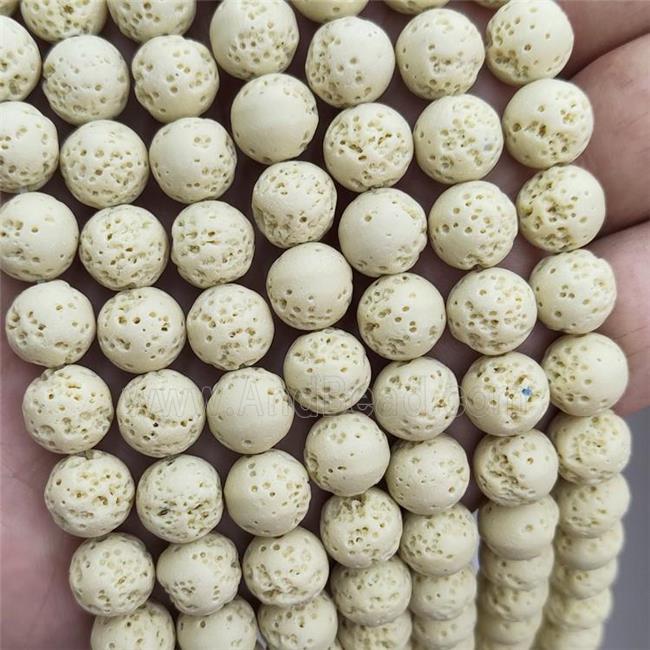 Rock Lava Round Beads Yellow Dye