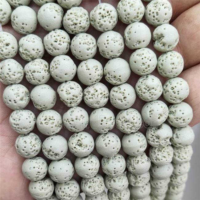 Rock Lava Round Beads Mint Green Dye