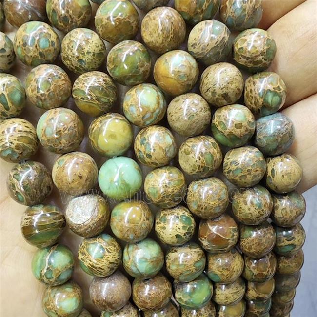 Natural Snakeskin Jasper Beads Green Smooth Round