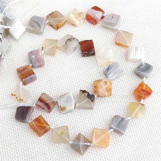 Natural Botswana Agate Beads Square Corner-Drilled Multicolor