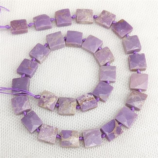 Natural Phosphosiderite Beads Faceted Square Purple