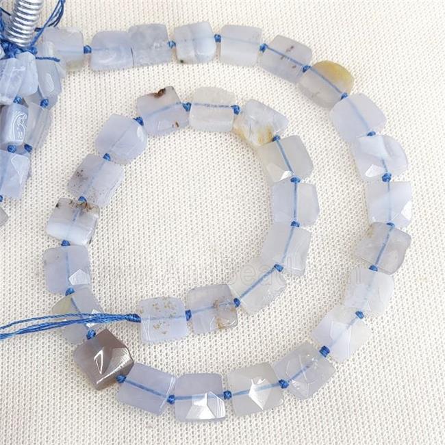 Natural Blue Lace Agate Beads Faceted Square C-Grade