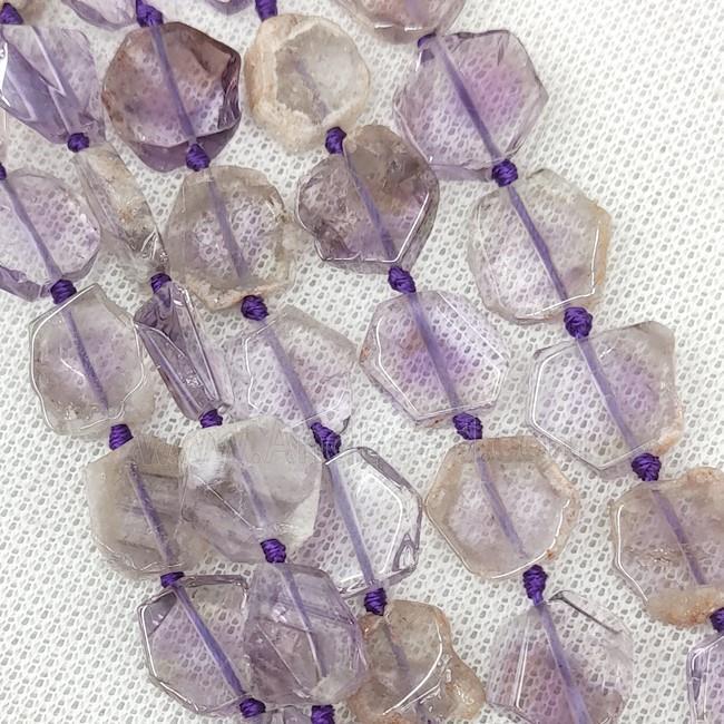 Natural Purple Amethyst Hexagon Beads