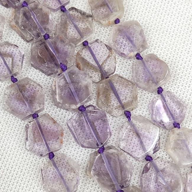 Natural Amethyst Beads Hexagon Purple