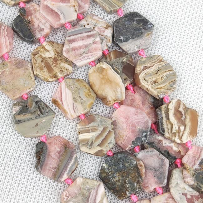 Natural Argentina Rhodochrosite Beads Pink Hexagon