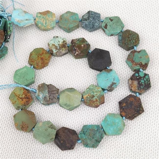 Natural Chinese Turquoise Beads Teal Hexagon