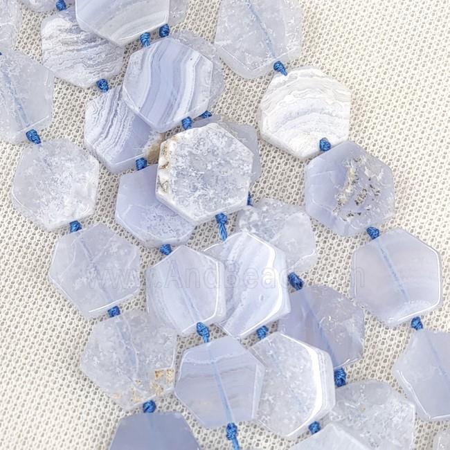 Natural Blue Lace Agate Beads Hexagon