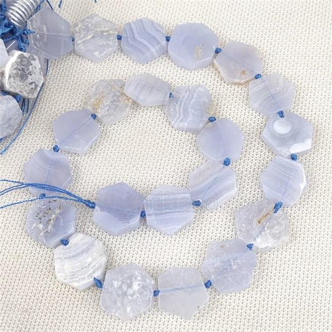 Natural Blue Lace Agate Beads Hexagon