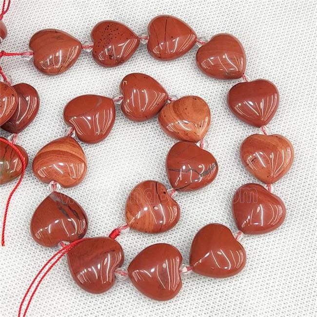 Natural Red Jasper Heart Beads