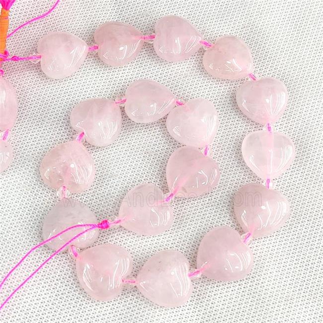 Natural Pink Rose Quartz Heart Beads