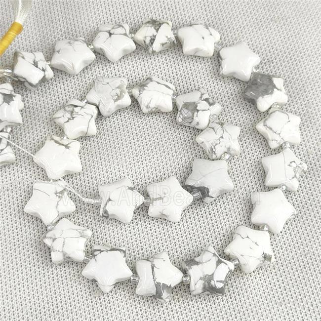 Natural White Howlite Turquoise Star Beads