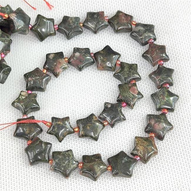 Natural Bloodstone Star Beads