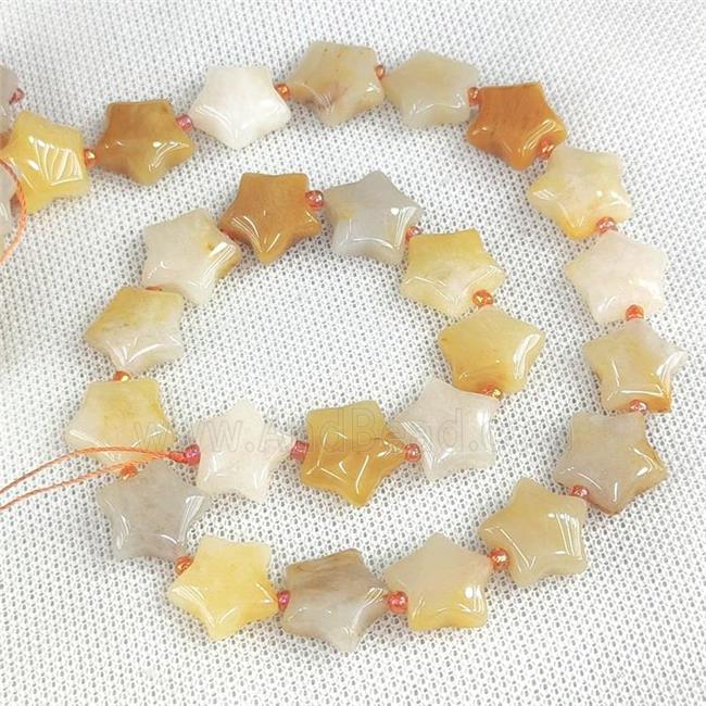 Natural Yellow Aventurine Star Beads