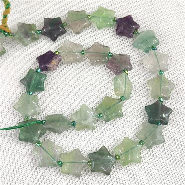 Natural Fluorite Star Beads Green