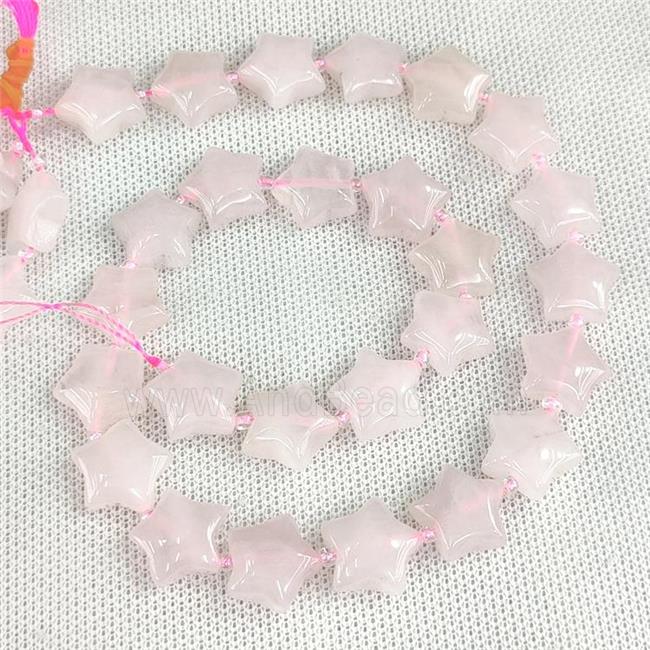 Natural Pink Rose Quartz Star Beads