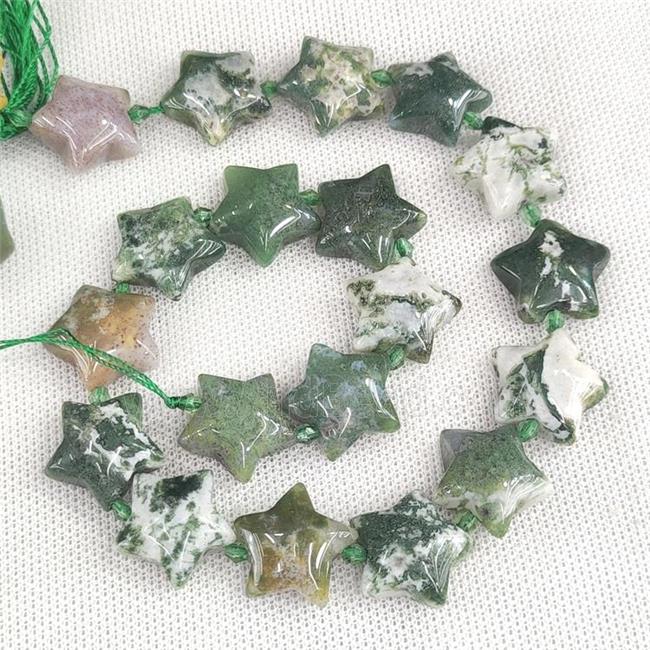 Natural Tree Agate Star Beads Green