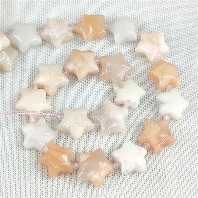 Natural Pink Aventurine Star Beads