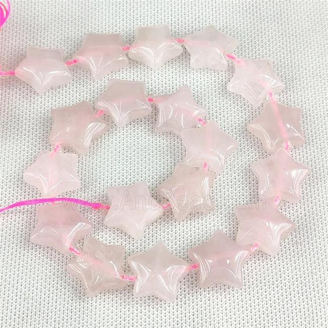Natural Pink Rose Quartz Star Beads