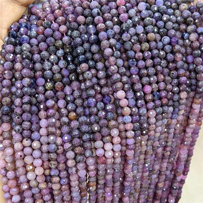 Natural Ruby Beads Faceted Round Multicolor