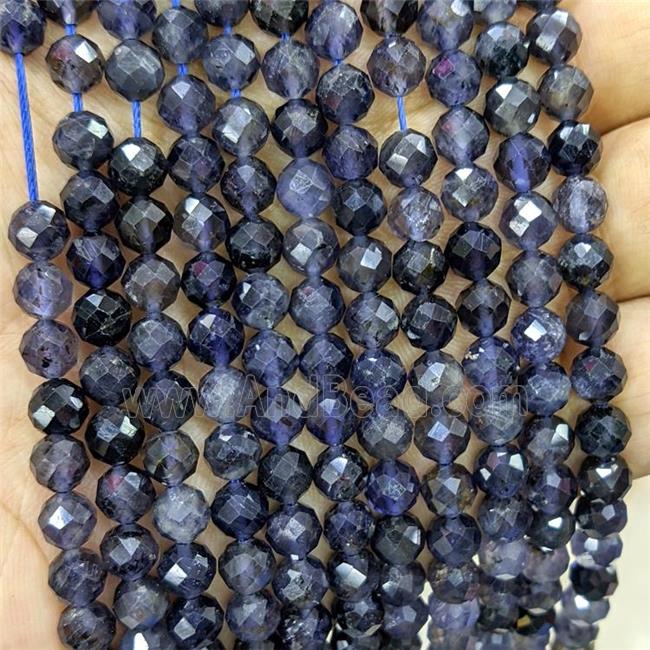 Natural Iolite Beads Inkblue Faceted Round