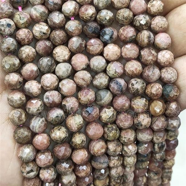 Natural Argentine Rhodochrosite Beads B-Grade Faceted Round