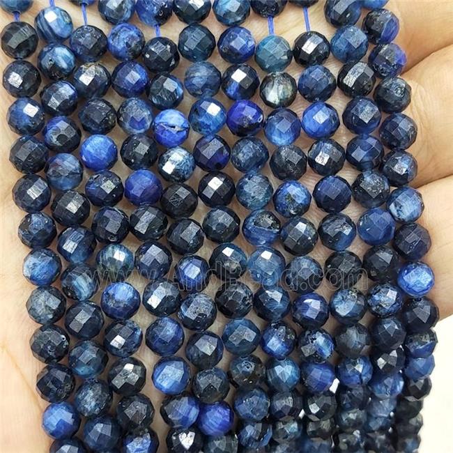 Natural Kyanite Beads Darkblue Faceted Round