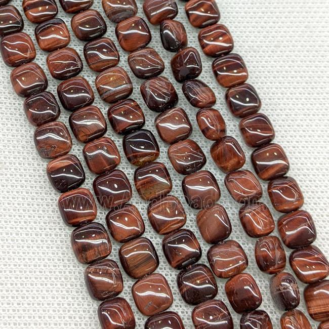 Natural Tiger Eye Stone Square Beads Red Dye