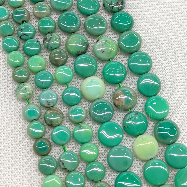 Natural Green Grass Agate Coin Beads