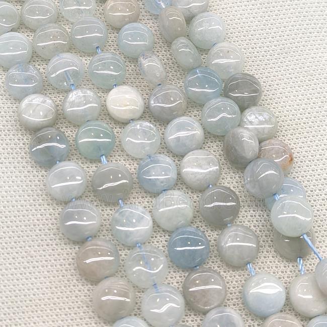 Natural Aquamarine Beads Coin Blue