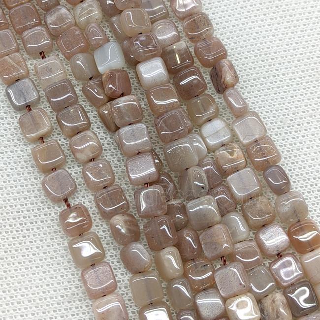 Natural Moonstone Square Beads Gray