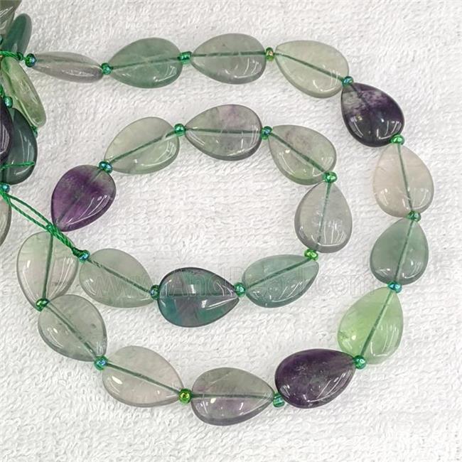 Natural Fluorite Teardrop Beads Flat Green