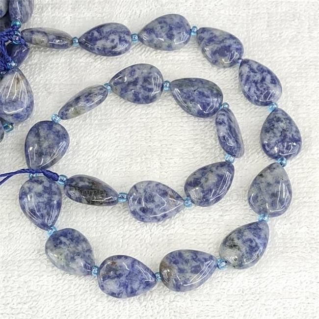 Blue Dalmatian Jasper Teardrop Beads Flat