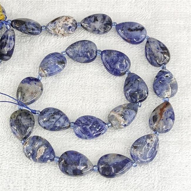 Natural Blue Sodalite Teardrop Beads Flat