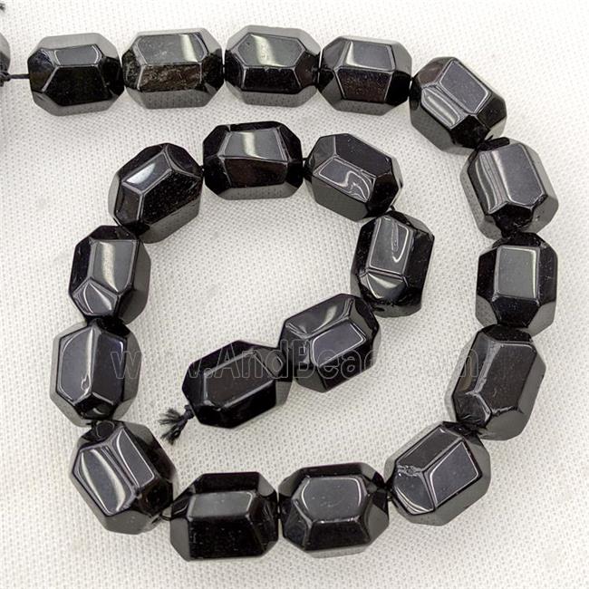 Natural Black Obsidian Beads Faceted Column