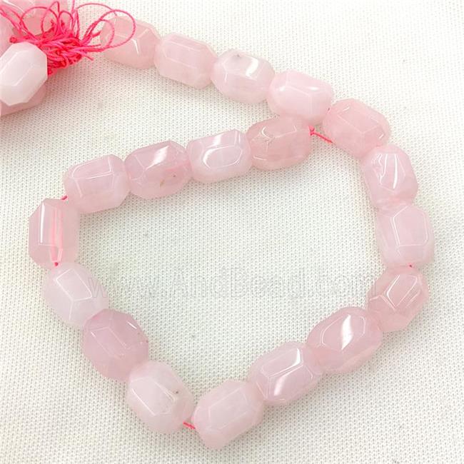 Natural Pink Rose Quartz Beads Faceted Column