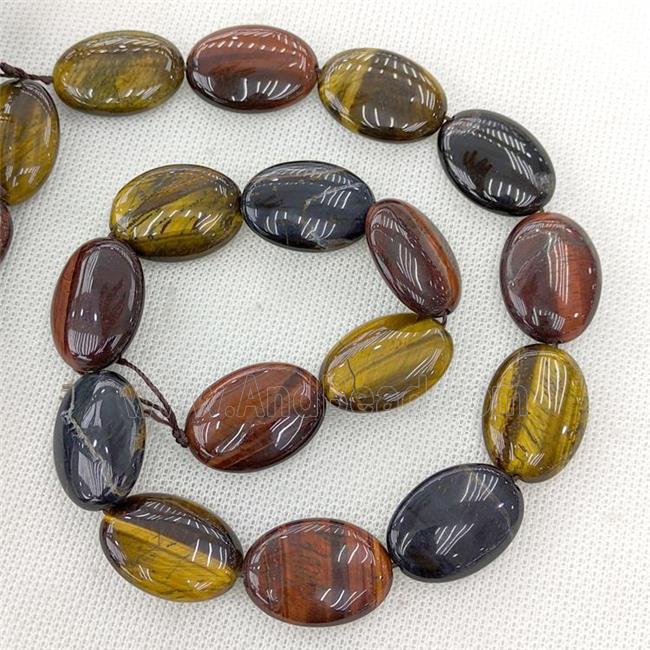 Tiger Eye Stone Oval Beads Multicolor