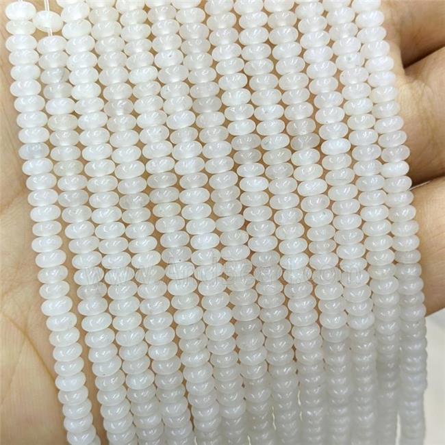 White Jade Beads Smooth Rondelle