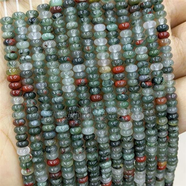 Natural African Bloodstone Beads Green Smooth Rondelle
