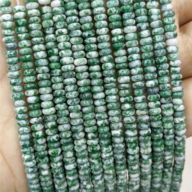 Natural Green Dalmatian Jasper Beads Smooth Rondelle