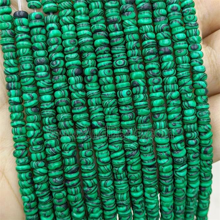 Synthetic Malachite Beads Green Smooth Rondelle