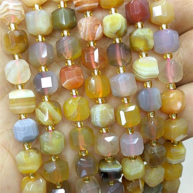 Natural Botswana Agate Beads Yellow Faceted Cube
